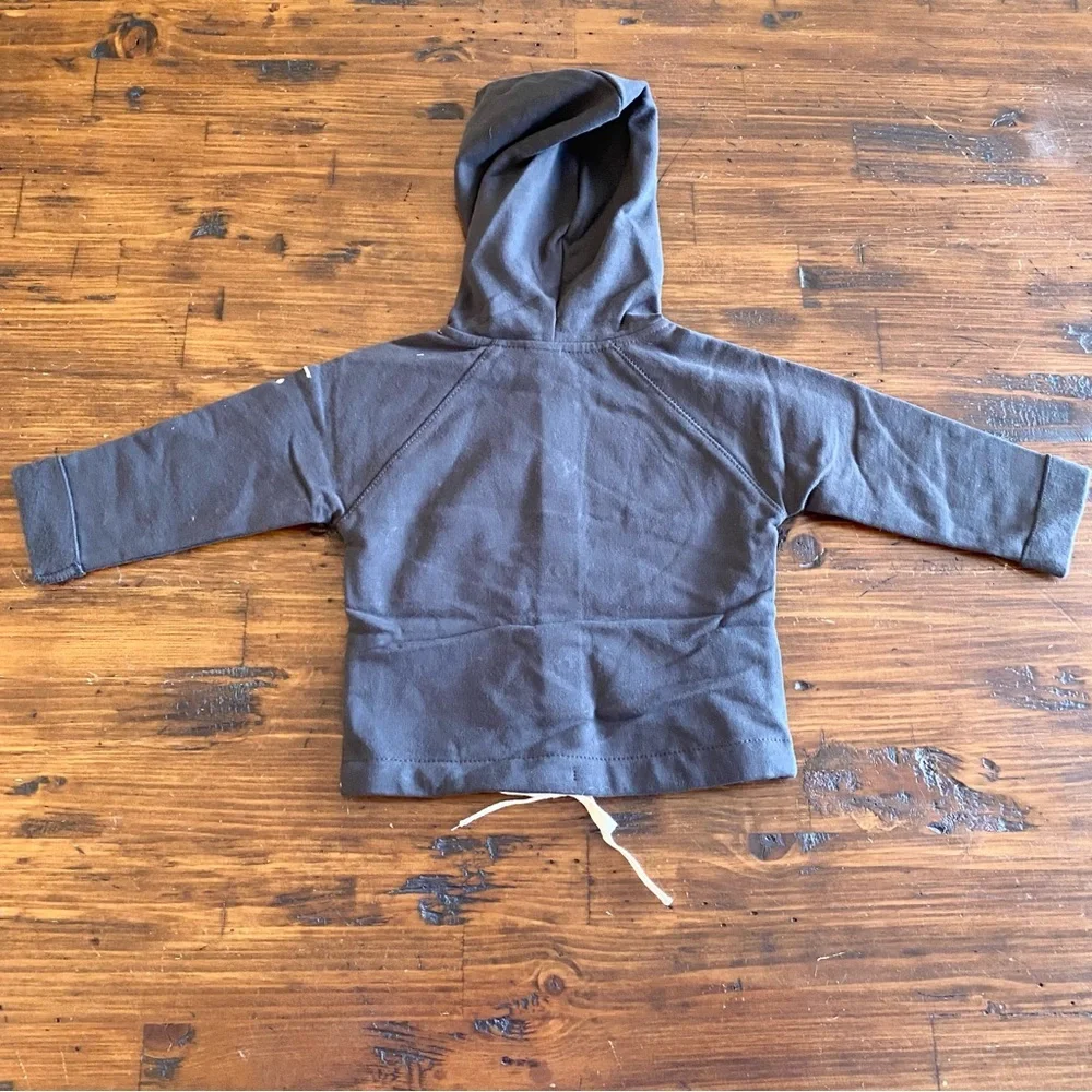 Gray Label Brand Hooded Cardigan 100% Organic‎ Cotton Gray 6-9 Months Snaps Tie
